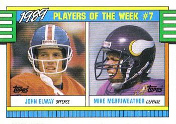 1990 Topps - Wax Box Bottom Panels Singles #G John Elway / Mike Merriweather Front