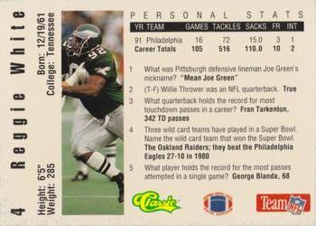 1992 Classic NFL Game #4 Reggie White Back