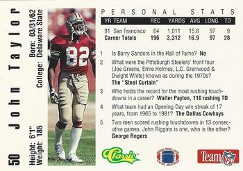 1992 Classic NFL Game #50 John Taylor Back