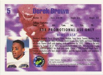 1992 Classic Draft Picks - Promos #5 Derek Brown Back