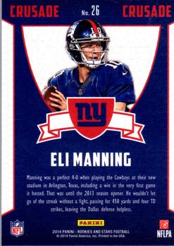 2014 Panini Rookies & Stars - Crusade Blue #26 Eli Manning Back