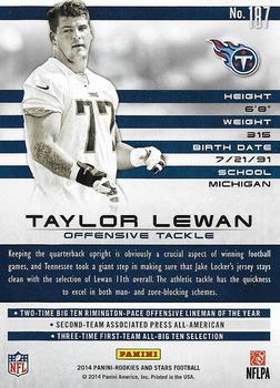 2014 Panini Rookies & Stars - Longevity #187 Taylor Lewan Back