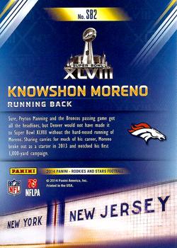 2014 Panini Rookies & Stars - Super Bowl #SB2 Knowshon Moreno Back