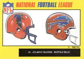 1988 Monty Gum NFL - Stickers #81 Helmets - Falcons / Bills Front
