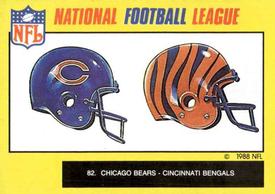 1988 Monty Gum NFL - Stickers #82 Helmets - Bears / Bengals Front