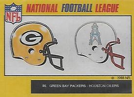1988 Monty Gum NFL - Stickers #85 Helmets - Packers / Oilers Front