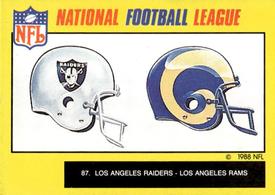 1988 Monty Gum NFL - Stickers #87 Helmets - Raiders / Rams Front