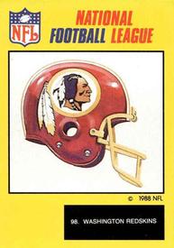 1988 Monty Gum NFL - Stickers #98 Washington Redskins Front