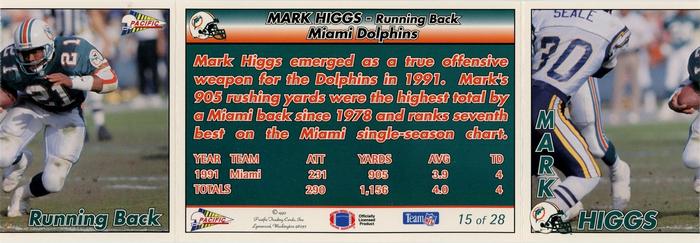 1992 Pacific Triple Folder #15 Mark Higgs Back