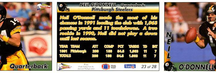 1992 Pacific Triple Folder #23 Neil O'Donnell Back