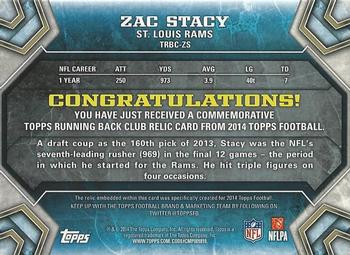 2014 Topps - Running Back Club Silver #TRBC-ZS Zac Stacy Back