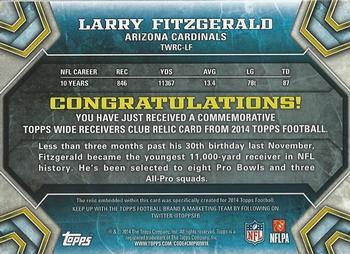 2014 Topps - Wide Receivers Club Gold #TWRC-LF Larry Fitzgerald Back