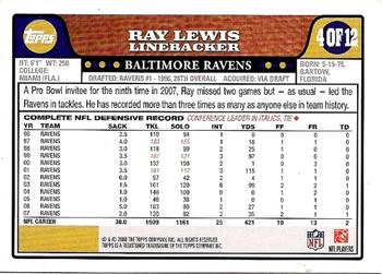 2008 Topps Baltimore Ravens #BAL4 Ray Lewis Back