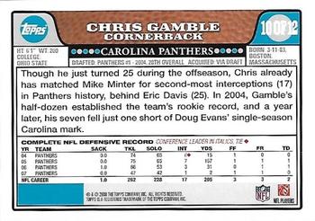 2008 Topps Carolina Panthers #CAR10 Chris Gamble Back