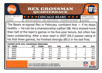 2008 Topps Chicago Bears #7 Rex Grossman Back