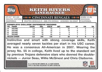 2008 Topps Cincinnati Bengals #CIN7 Keith Rivers Back