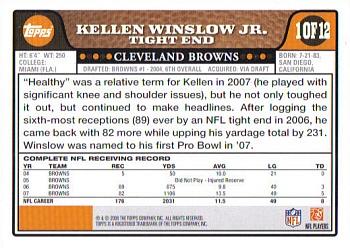 2008 Topps Cleveland Browns #1 Kellen Winslow Jr. Back