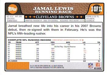 2008 Topps Cleveland Browns #3 Jamal Lewis Back