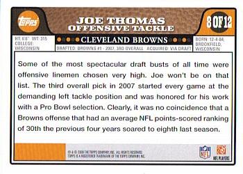 2008 Topps Cleveland Browns #8 Joe Thomas Back