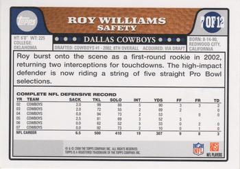 2008 Topps Dallas Cowboys #7 Roy Williams Back
