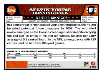 2008 Topps Denver Broncos #DEN2 Selvin Young Back