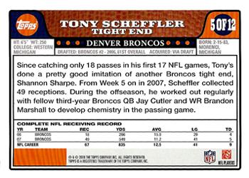 2008 Topps Denver Broncos #DEN5 Tony Scheffler Back