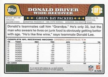 2008 Topps Green Bay Packers #2 Donald Driver Back