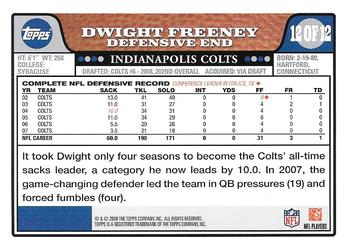 2008 Topps Indianapolis Colts #12 Dwight Freeney Back