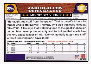 2008 Topps Minnesota Vikings #10 Jared Allen Back