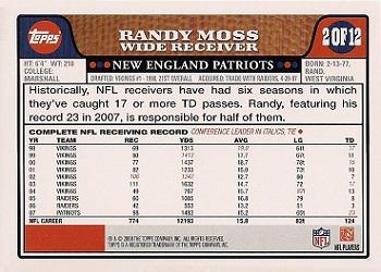 2008 Topps New England Patriots #NE2 Randy Moss Back