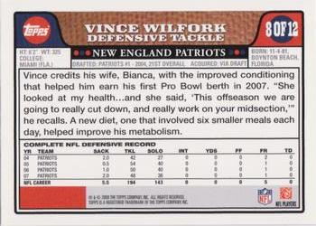 2008 Topps New England Patriots #NE8 Vince Wilfork Back