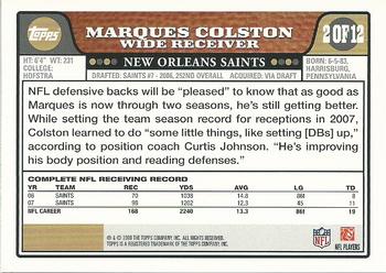 2008 Topps New Orleans Saints #2 Marques Colston Back