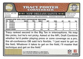 2008 Topps New Orleans Saints #12 Tracy Porter Back