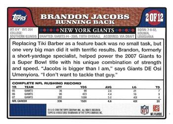 2008 Topps New York Giants #NYG2 Brandon Jacobs Back