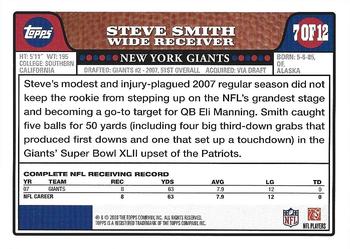 2008 Topps New York Giants #NYG7 Steve Smith Back