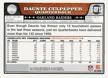 2008 Topps Oakland Raiders #6 Daunte Culpepper Back