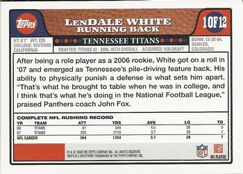 2008 Topps Tennessee Titans #TEN1 LenDale White Back
