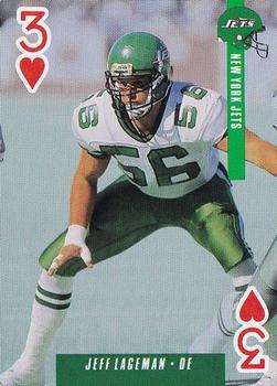 1993 U.S. Playing Cards Ditka's Picks #3♥ Jeff Lageman Front