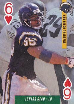 1993 U.S. Playing Cards Ditka's Picks #6♥ Junior Seau Front