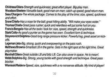 1993 U.S. Playing Cards Ditka's Picks #NNO Ditka's AFC Picks Back