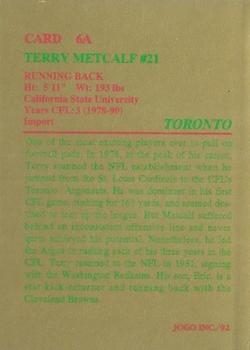 1992 JOGO - Missing Years #6A Terry Metcalf Back
