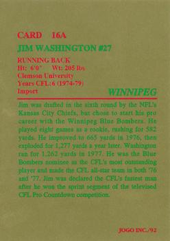 1992 JOGO - Missing Years #16A Jim Washington Back