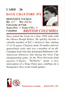 1995 JOGO #26 Dave Chaytors Back