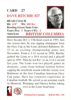 1995 JOGO #27 Dave Ritchie Back