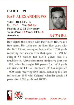 1995 JOGO #39 Ray Alexander Back