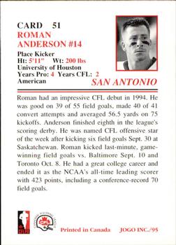 1995 JOGO #51 Roman Anderson Back
