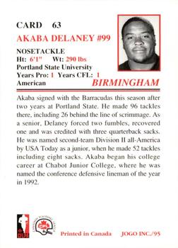 1995 JOGO #63 Akaba Delaney Back