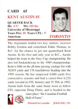 1995 JOGO #65 Kent Austin Back