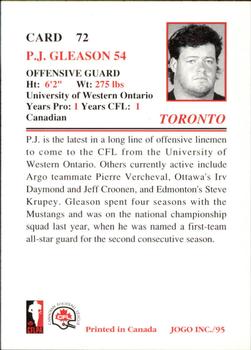 1995 JOGO #72 Pat Gleason Back