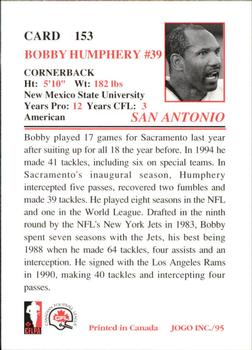 1995 JOGO #153 Bobby Humphery Back